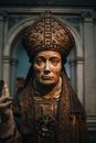 Headshot Photo of a Statue of a Pope