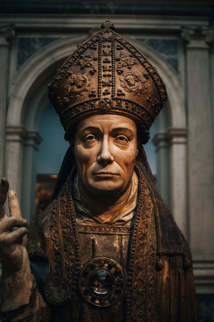 Headshot Photo Of A Statue Of A Pope