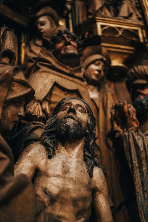 Free Close Up of a Sculpture of a Religious Scene Stock Photo