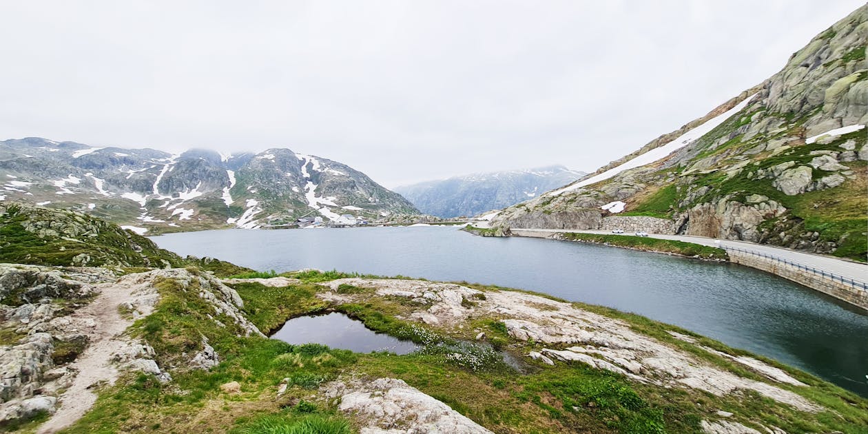 Water flowing through the mountains , beautiful nature background