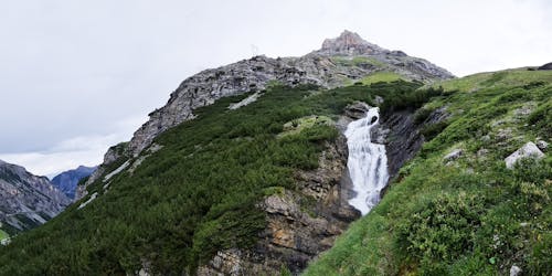 Water flowing through the mountains , beautiful nature background