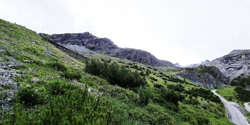 Clouds in the mountains landscape , beautiful nature background , green trees