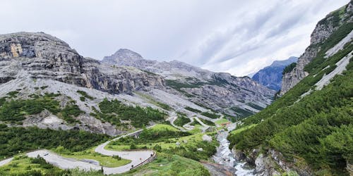 Water flowing through the mountains , beautiful nature background