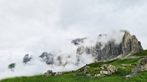 Clouds in the mountains landscape , beautiful nature background , green trees