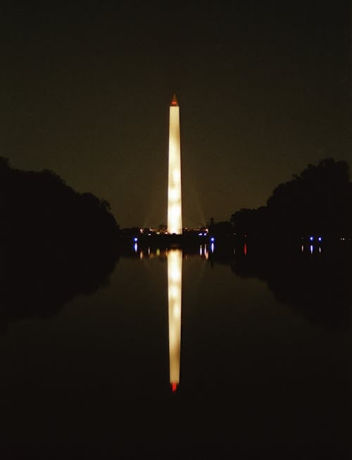 Free 
The Washington Monument Illuminated at Night Stock Photo