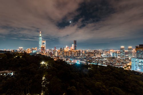 
An Aerial Shot of Buildings in a City at Night