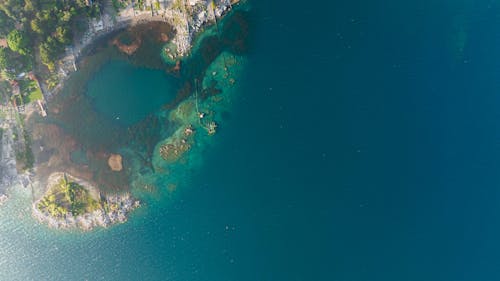 Free Aerial View of Green and Brown Island Stock Photo