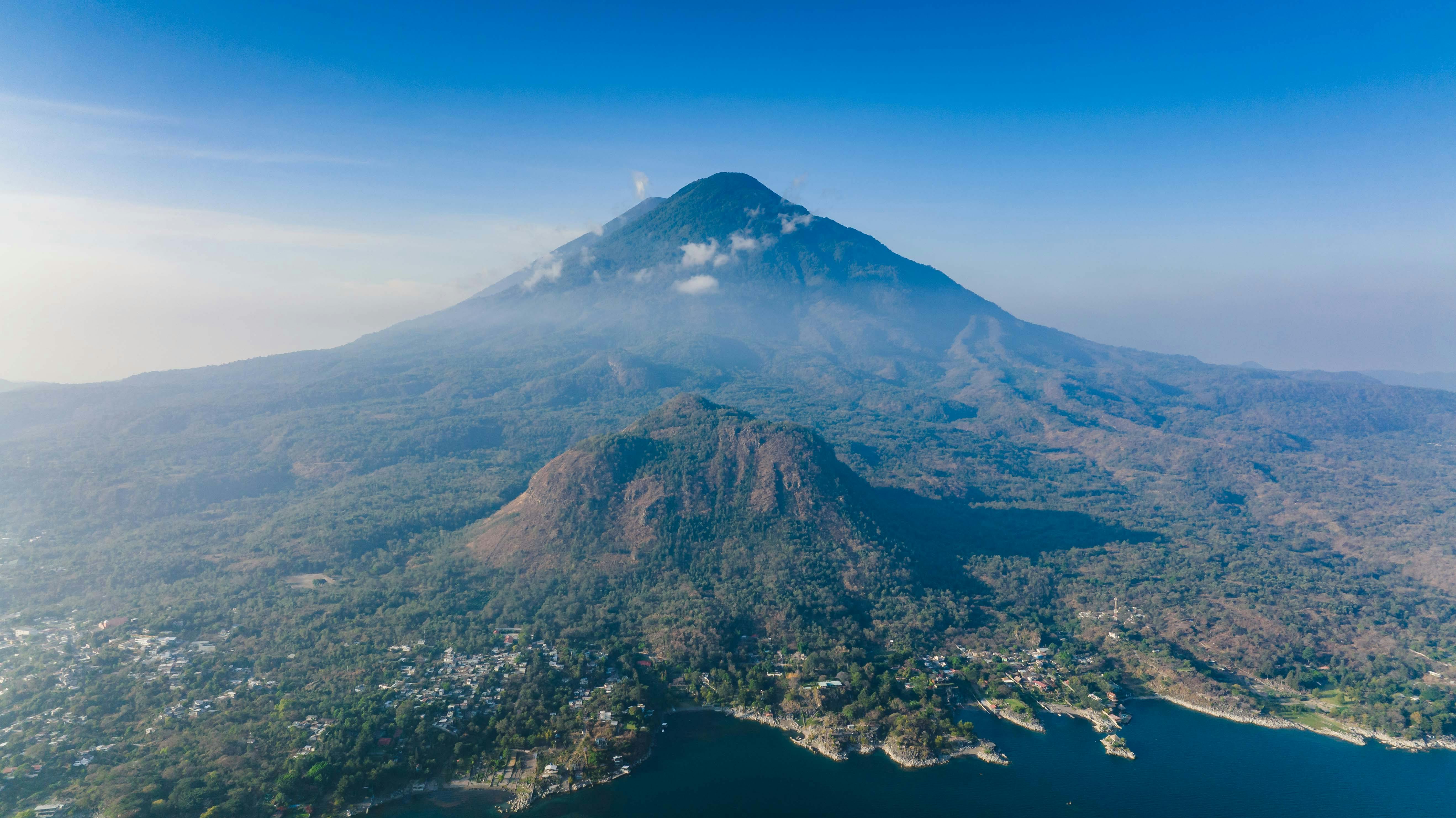 aerial view of the mountain volcano