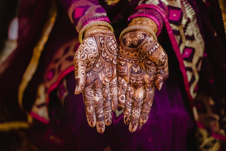 Henna Art On Hands Of A Bride