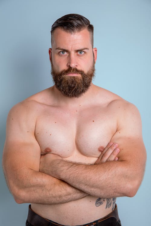 Free Topless Man With Black Beard Stock Photo