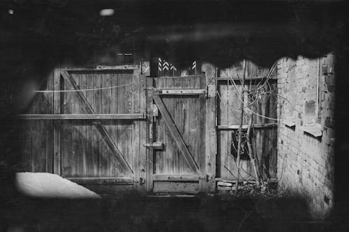 Безкоштовне стокове фото на тему «відтінки сірого, двері, Деревина»