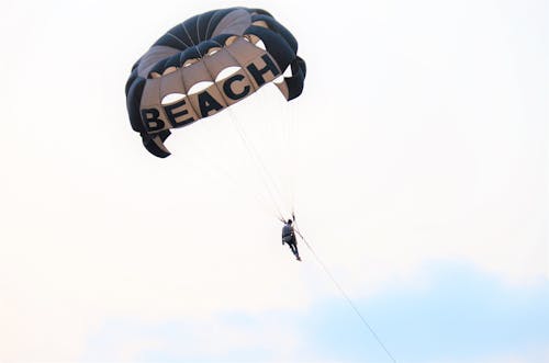 Free stock photo of beach, paragliding