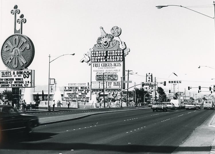 Signs By Road, Las Vegas In The 1970s