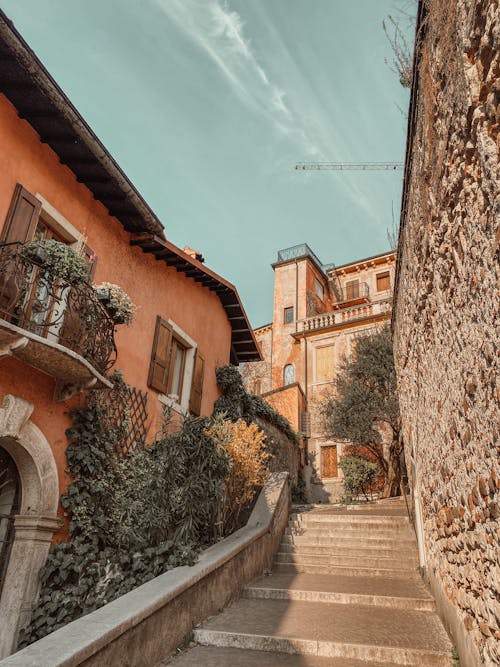 Alley with Concrete Steps and Stainless Steel Railings · Free Stock Photo