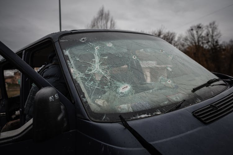 Broken Windshield Of A Car