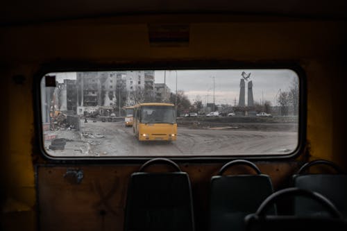 Buses Leaving Demolished Borodyanka City