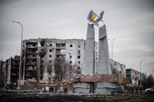 Patriotic Monument in Middle of Demolished Borodyanka City