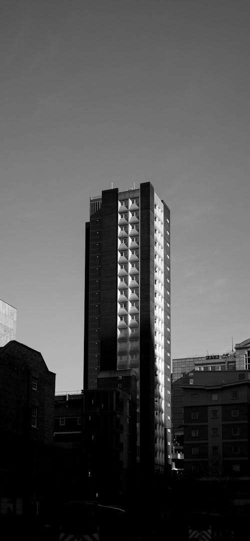 Grayscale Photo of Buildings 