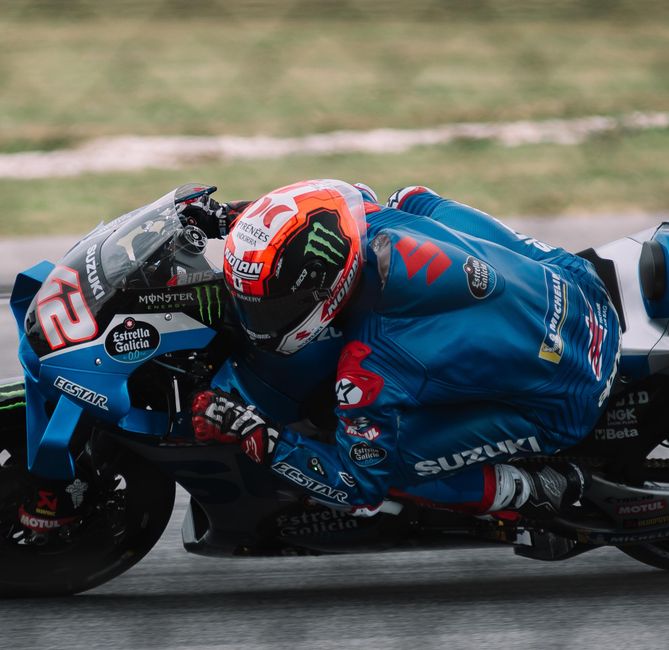 Motorcyclist in action during a race at Sepang Circuit, Malaysia.