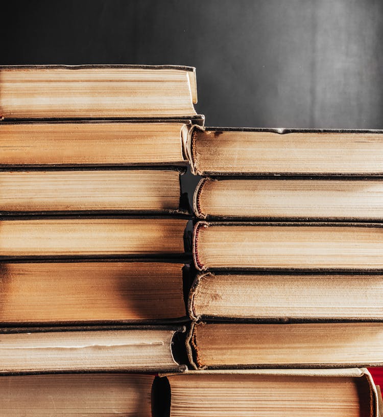 Piles Of Books In Close-up Shot