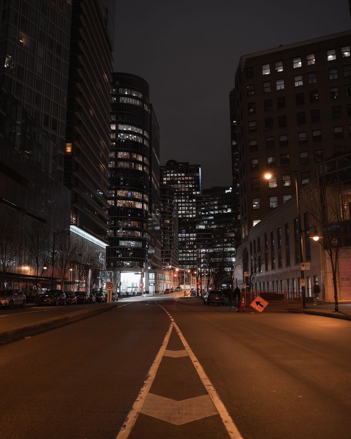 Vancouver street illuminated at night