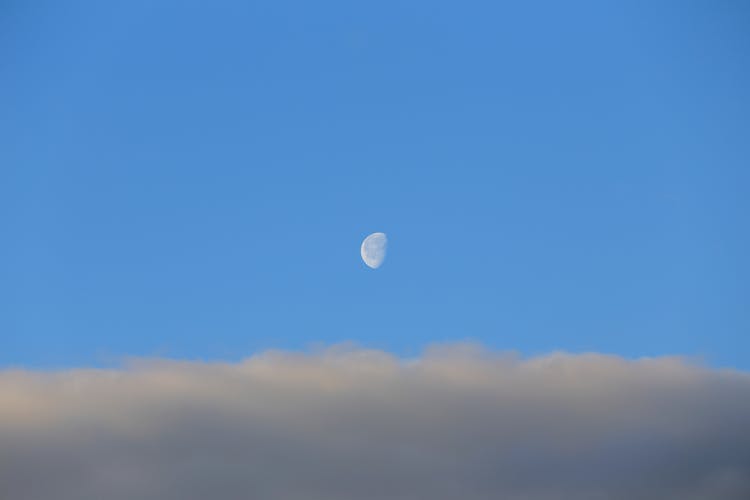 Moon On Blue Sky