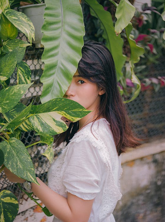 Free Photo of Woman Near Plants Stock Photo