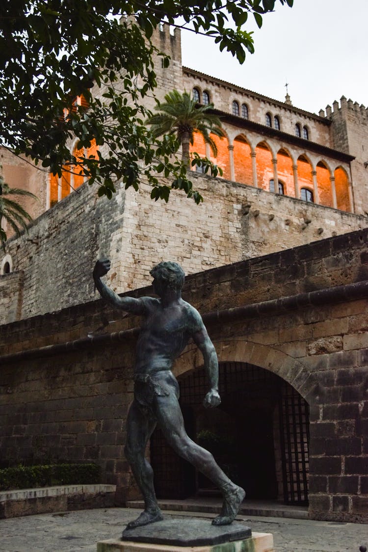 Balearic Slinger Statue At Royal Palace Of La Almudaina In Palma, Spain