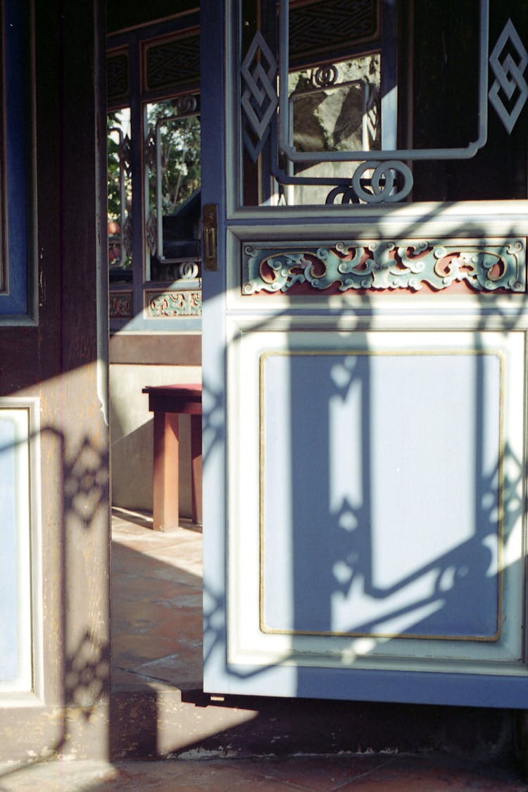 Blue And White Door