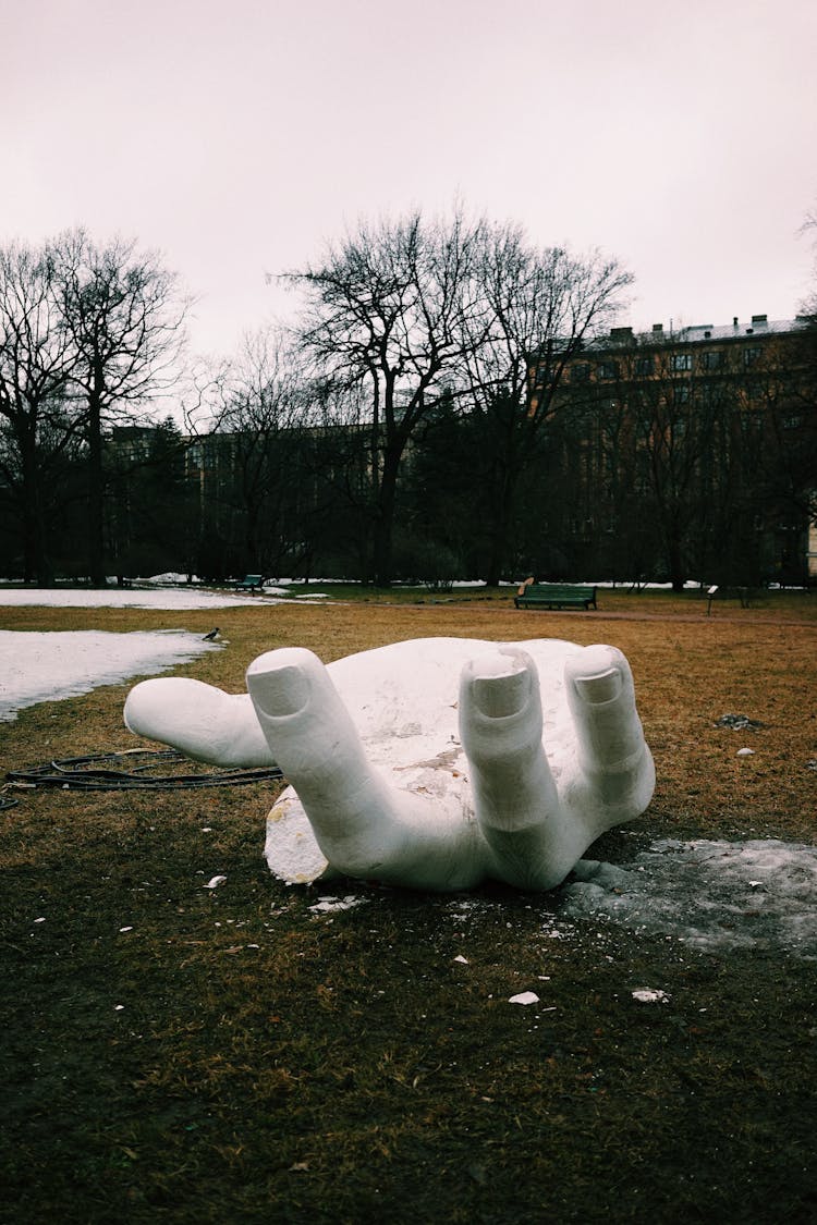 Broken Hand Sculpture In A Park