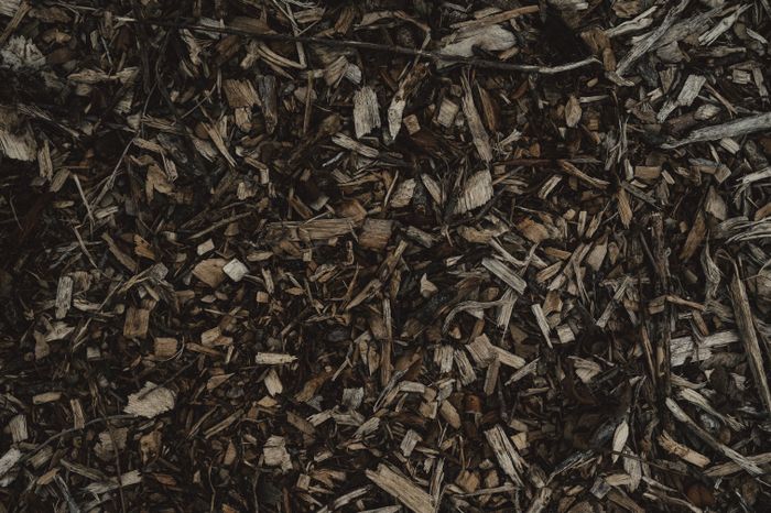 Fresh mulch wood chips up close