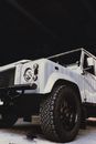 White Jeep Wrangler on Black Background