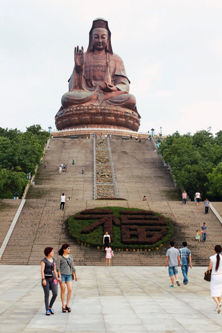 Steps Leading To A Buddha Sculpture