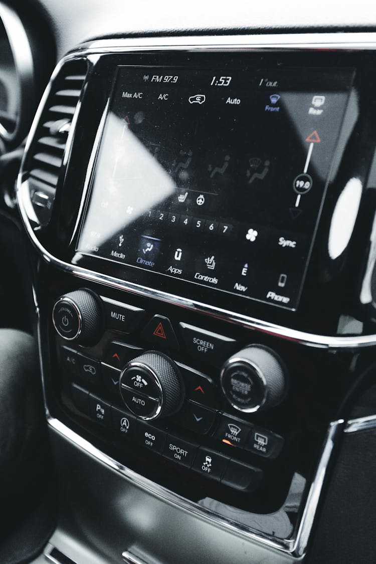 Closeup Of A Black Car Dashboard