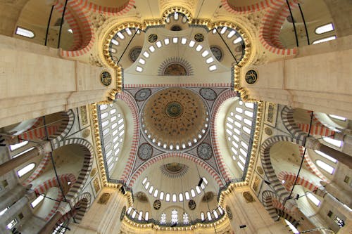 Ceiling in the The Süleymaniye Mosque in Istanbul, Turkey