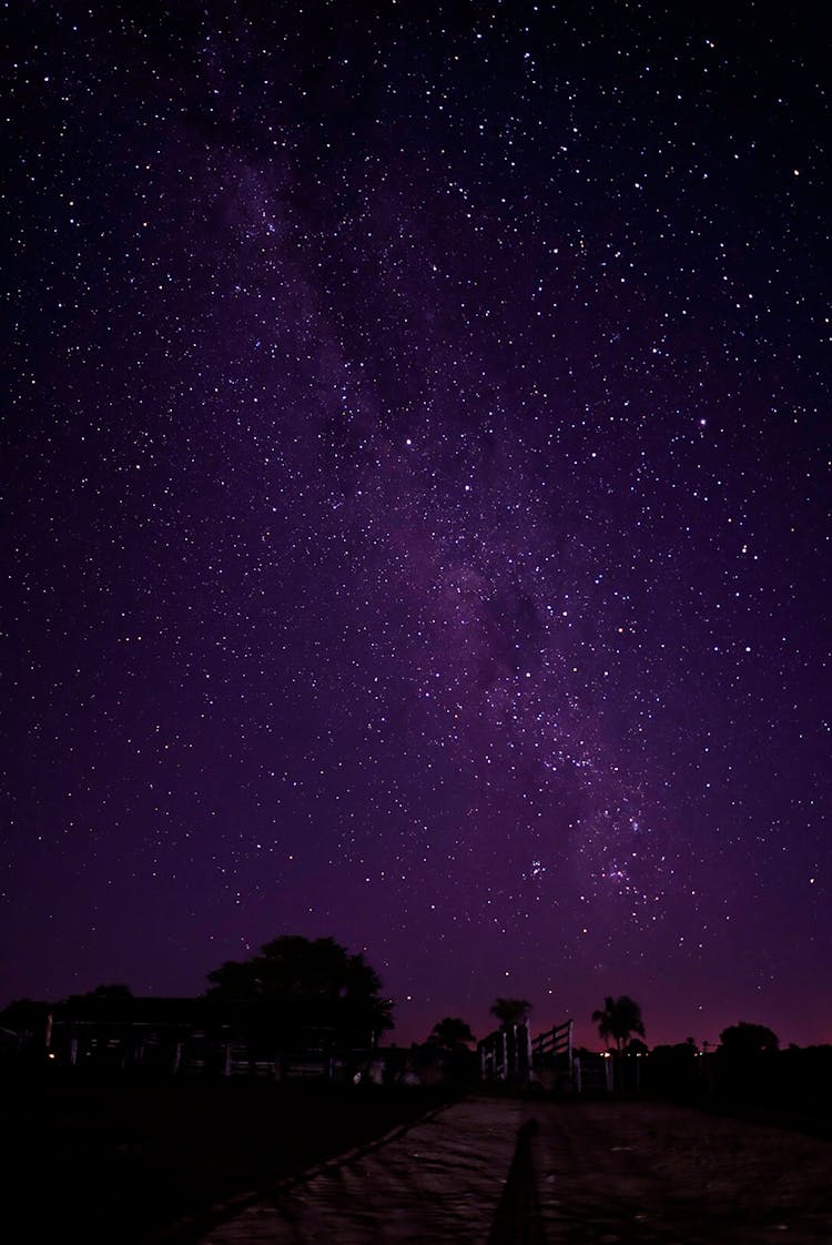 Purple Toned Image Of Night Sky With Stars