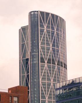 View of The Bow building in Calgary, a modern architectural landmark.