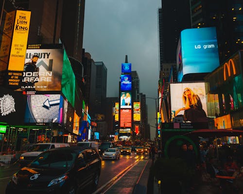 Free LED Screens at Times Square in New York City Stock Photo
