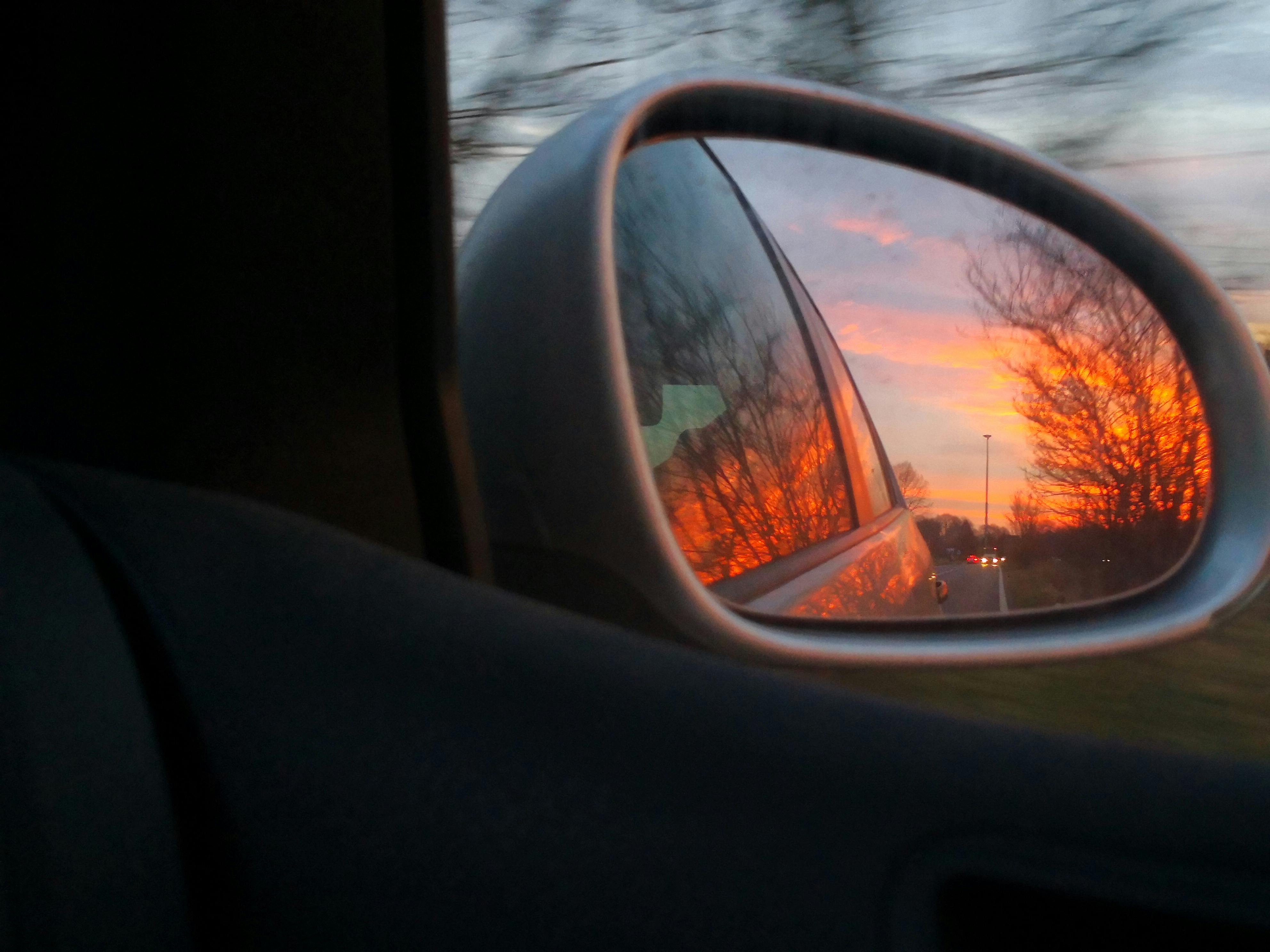 Free stock photo of golden sunset, red car, sun