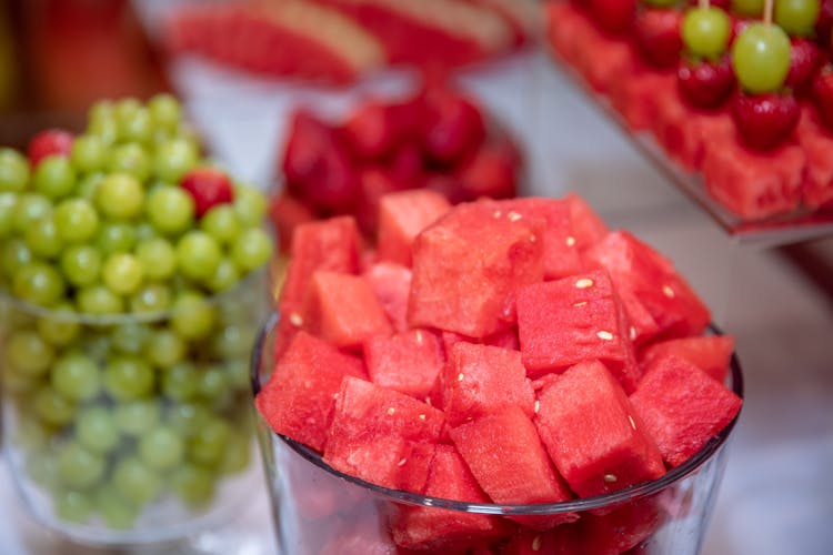 Watermelon Slices On A Glass Bowl