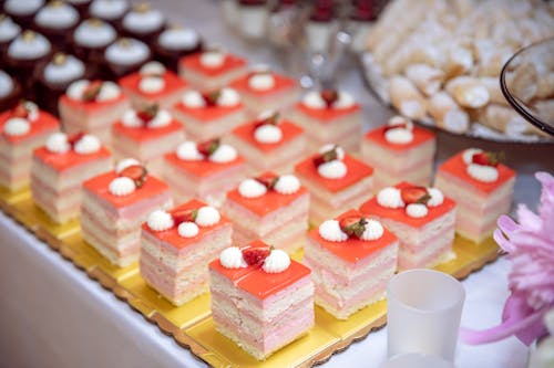 Cake Slices on the Dessert Table 