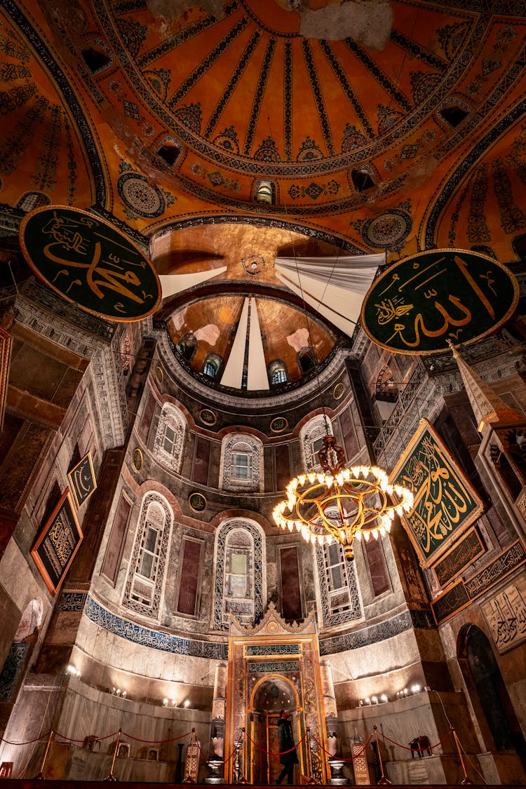 Interior Of Grand Mosque Hagia Sophia In Istanbul Turkey