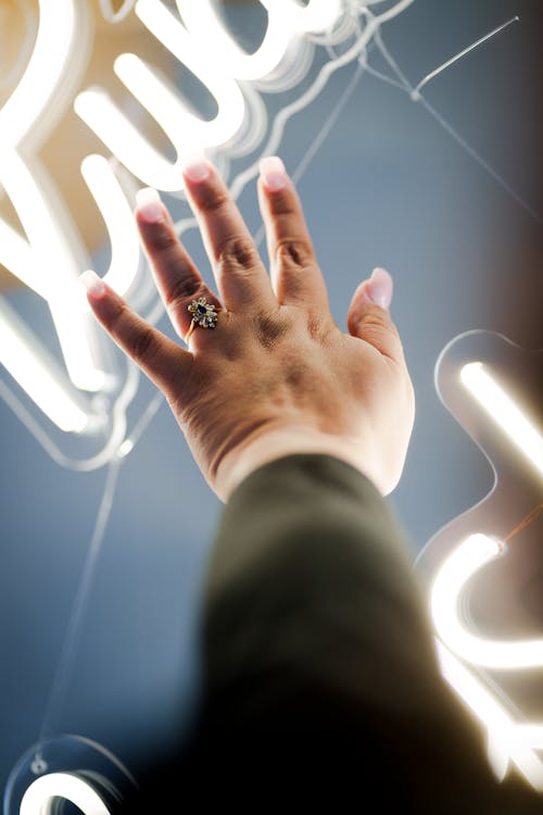 Free Engagement Ring on a Person's Finger Stock Photo