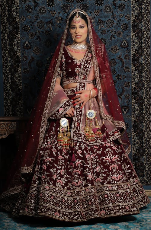 Brunette Woman Wearing Traditional Clothing and Jewelry