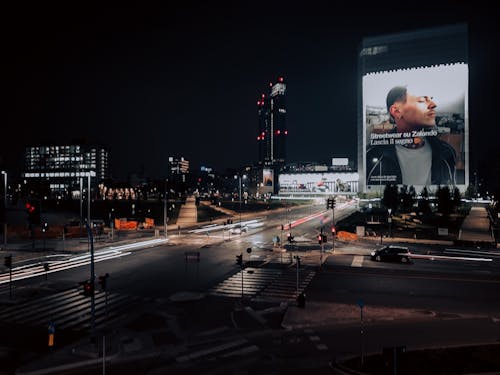 A Street in a City at Night