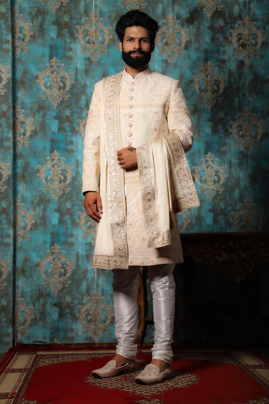 Ivory Panelled Sherwani