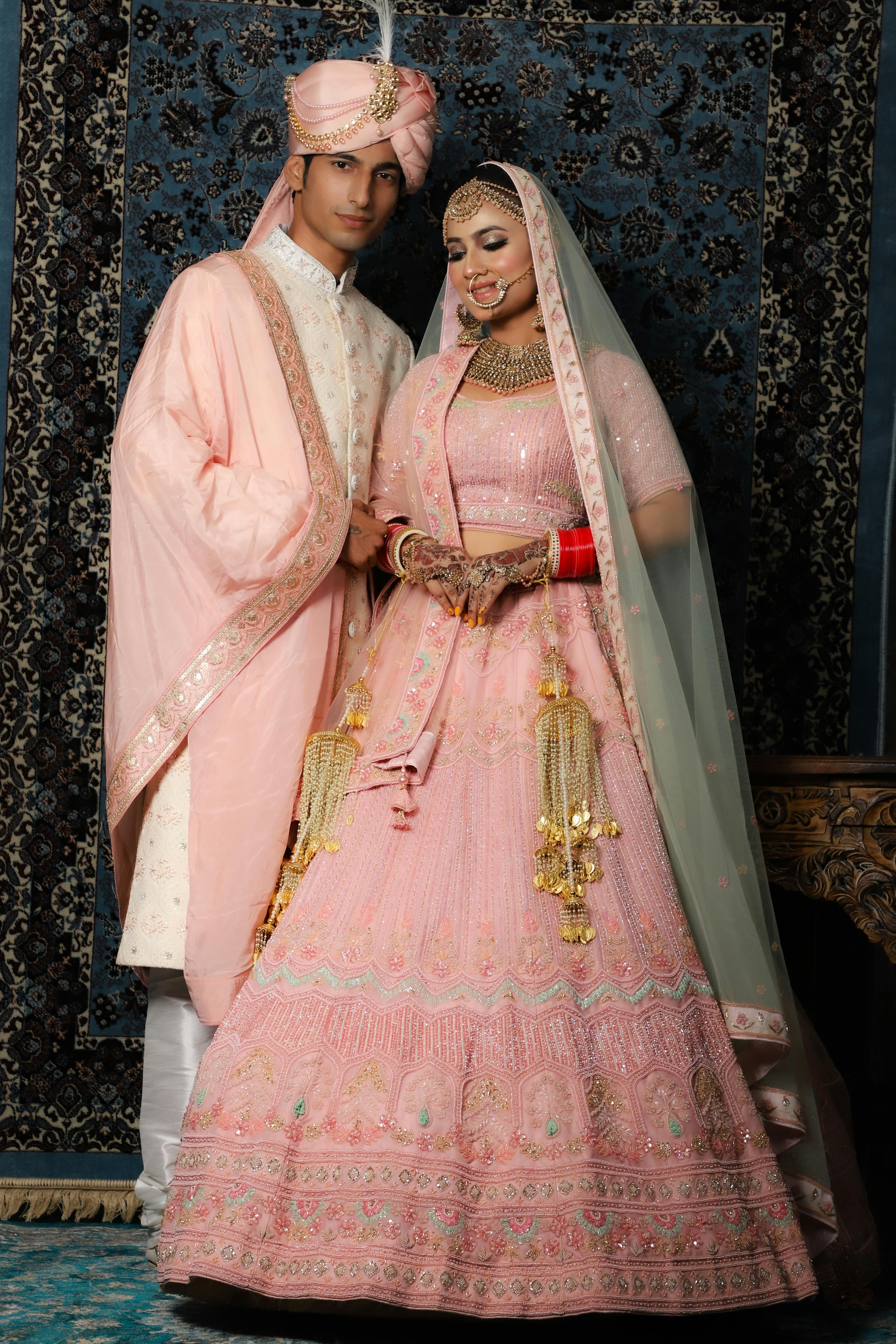 A Bride and Groom Wore Matching Pink Outfits to Their Wedding