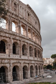 A captivating exterior view of the historic Colosseum in Rome, perfect for travel and history enthusiasts.