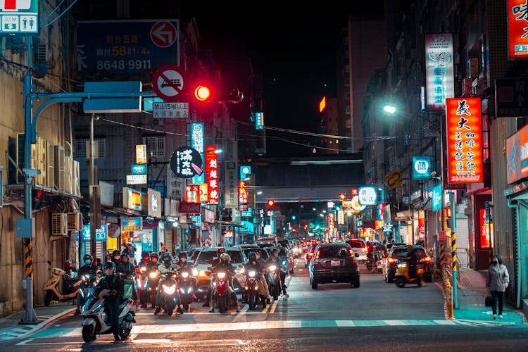 Traffic In City At Night