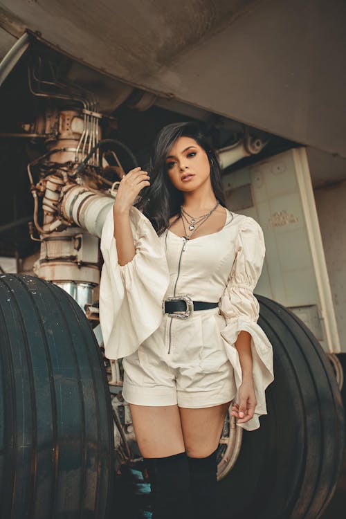 Beautiful Woman in a White Romper